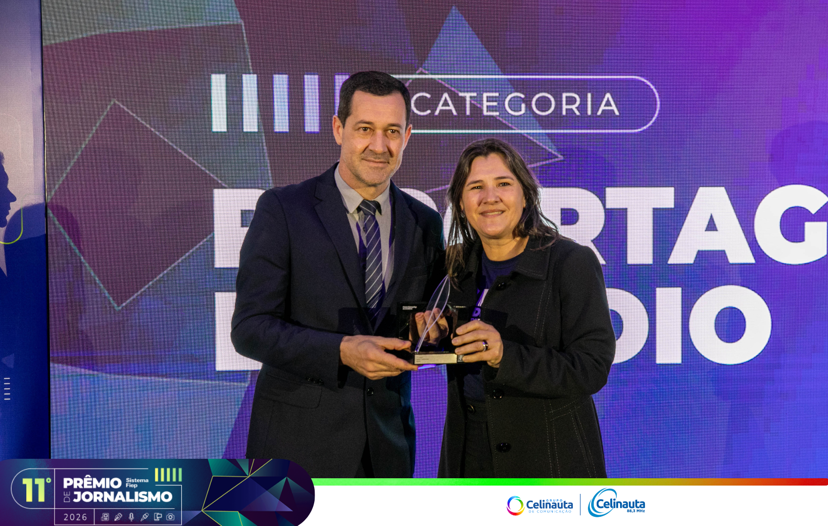 Rádio Celinauta brilha no Prêmio Sistema Fiep de Jornalismo e conquista a principal premiação da noite